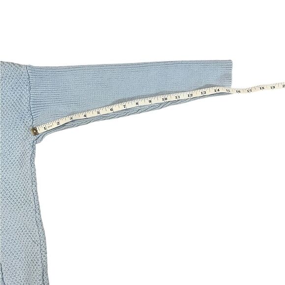 J Crew Swingy Cable Knit Sweater Blue Cotton Mock Neck Oversized Womens XS - Picture 5 of 8